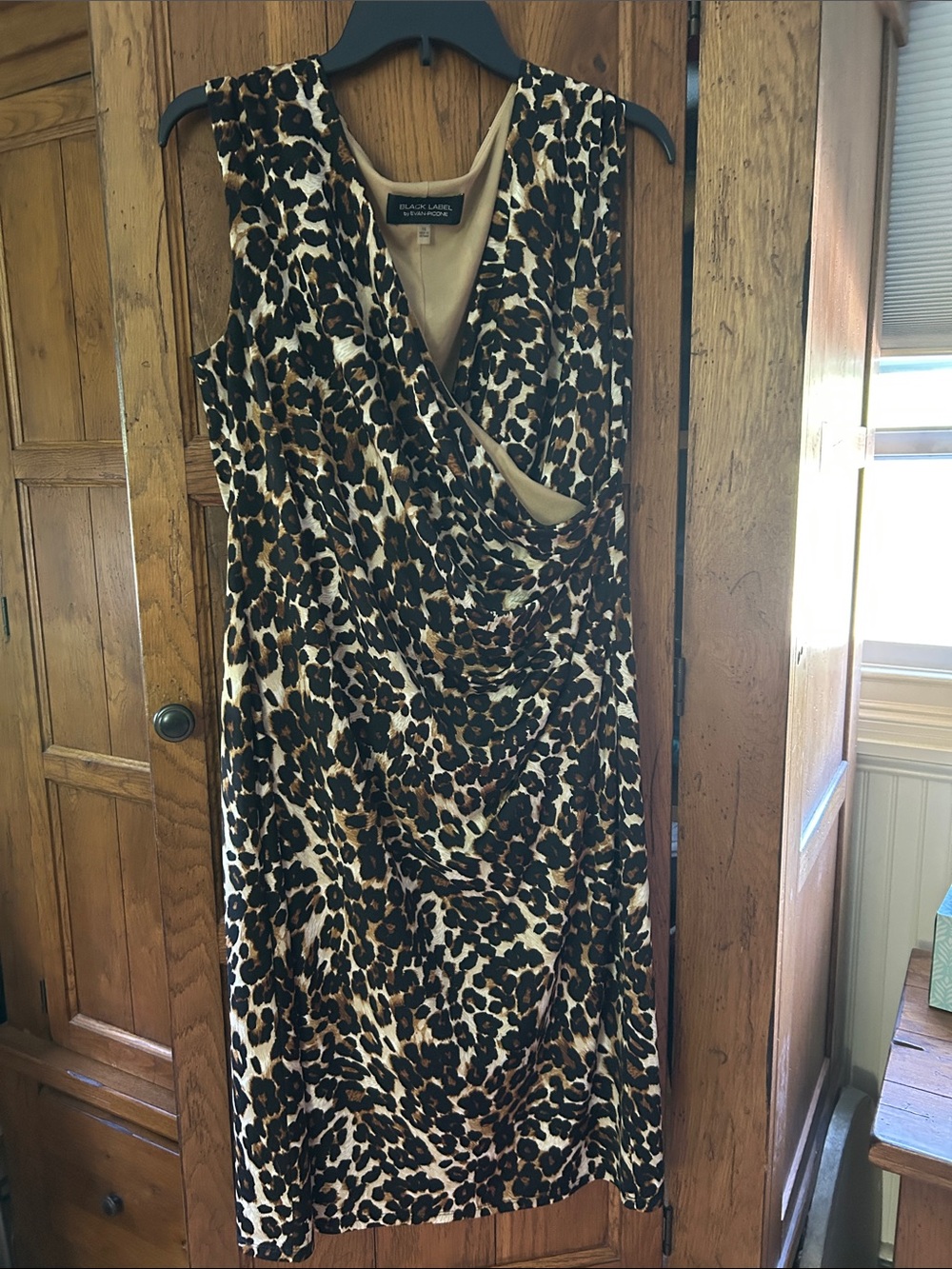 Eva Picone Leopard Print Sleeveless Wrap Dress - Brown/Black